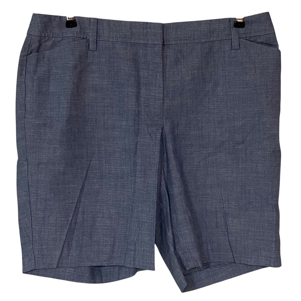 Talbots Perfect Short 9.5 Blue Chambray Cotton Shorts Preppy Coastal 16 WP NEW